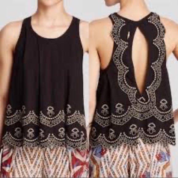 SOLD - Free People Embroidered Tank - Picture 1 of 5